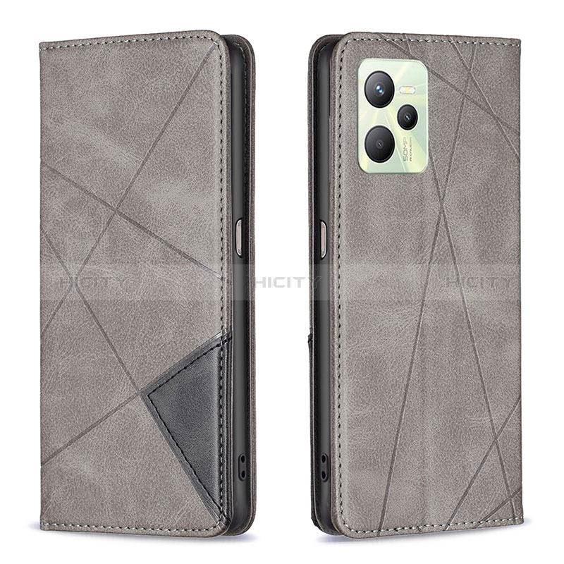 Coque Portefeuille Livre Cuir Etui Clapet B07F pour Realme C35 Gris Plus