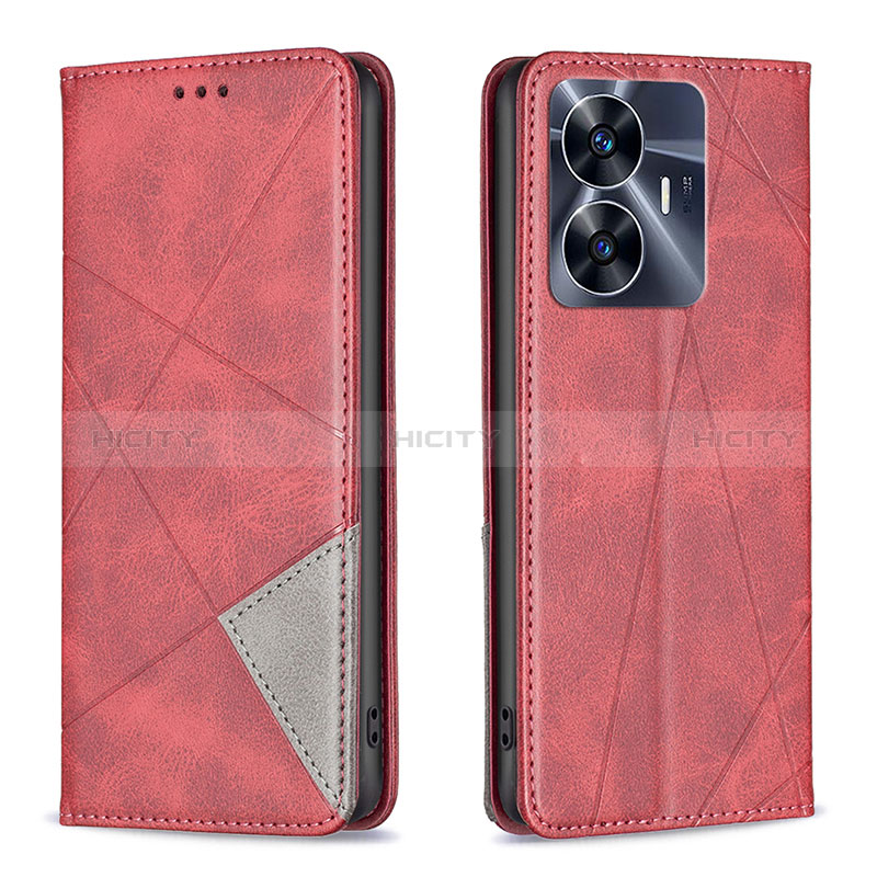 Coque Portefeuille Livre Cuir Etui Clapet B07F pour Realme C55 Rouge Plus