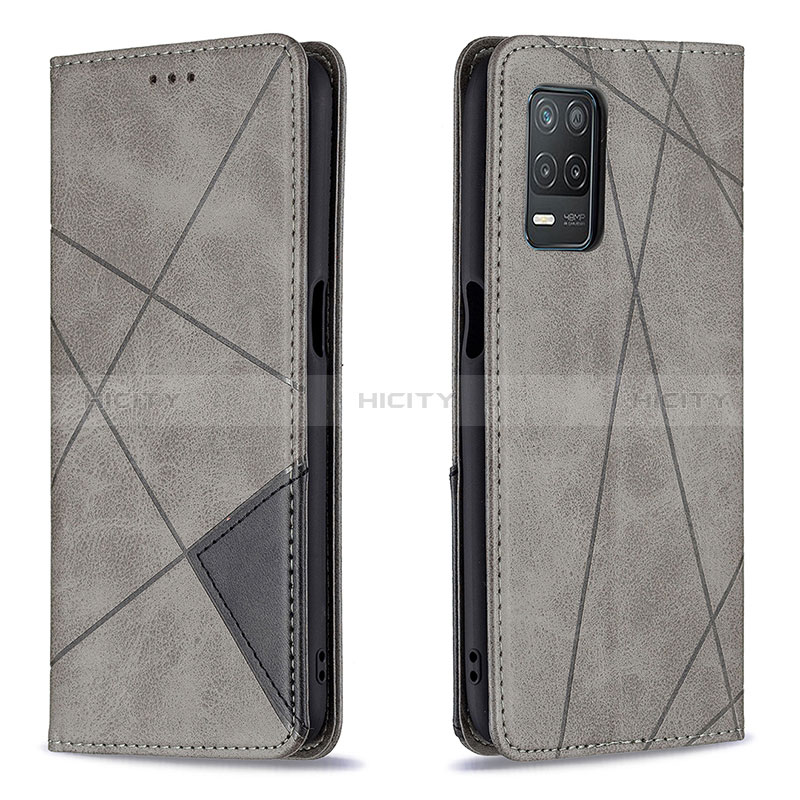 Coque Portefeuille Livre Cuir Etui Clapet B07F pour Realme Q3 5G Gris Plus