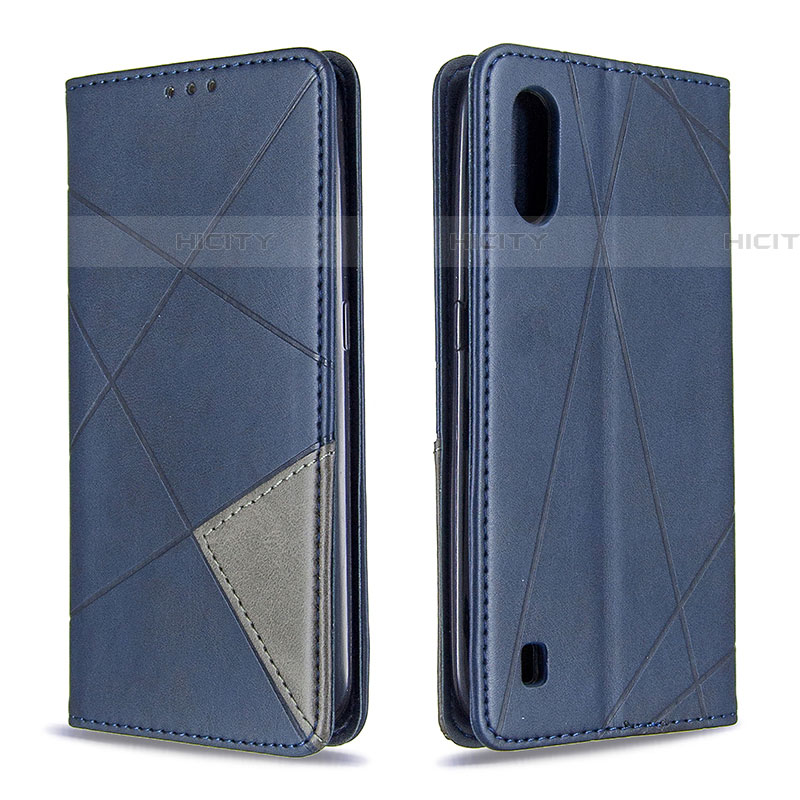 Coque Portefeuille Livre Cuir Etui Clapet B07F pour Samsung Galaxy A01 SM-A015 Bleu Plus