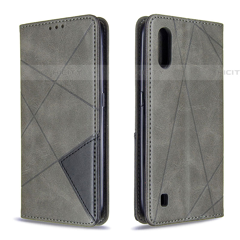 Coque Portefeuille Livre Cuir Etui Clapet B07F pour Samsung Galaxy A01 SM-A015 Gris Plus