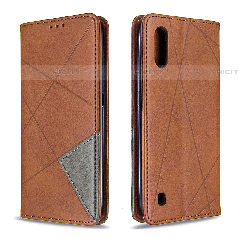 Coque Portefeuille Livre Cuir Etui Clapet B07F pour Samsung Galaxy A01 SM-A015 Marron Plus