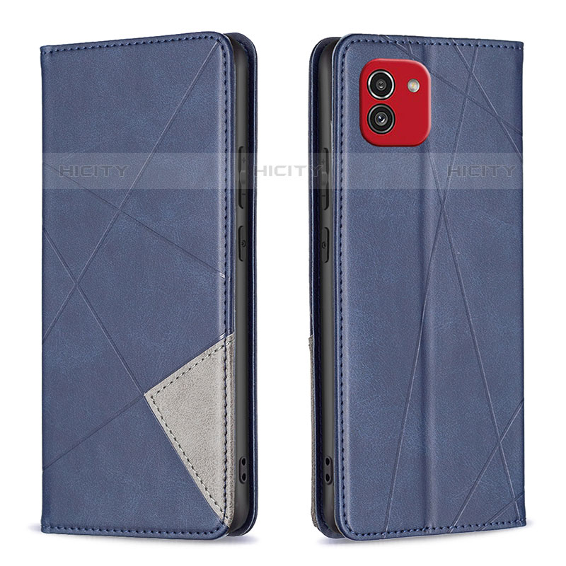 Coque Portefeuille Livre Cuir Etui Clapet B07F pour Samsung Galaxy A03 Bleu Plus