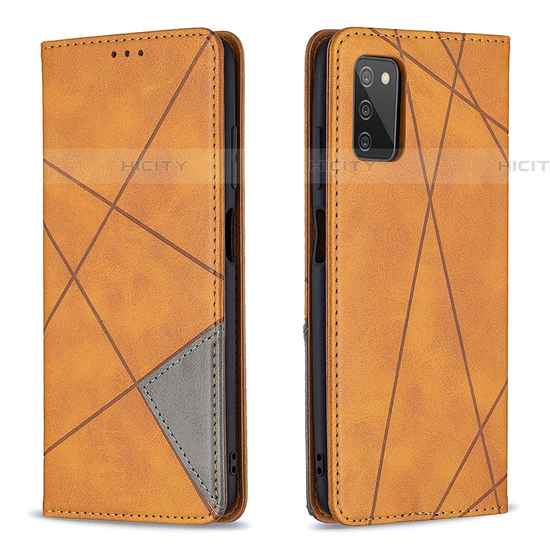 Coque Portefeuille Livre Cuir Etui Clapet B07F pour Samsung Galaxy A03s Brun Clair Plus