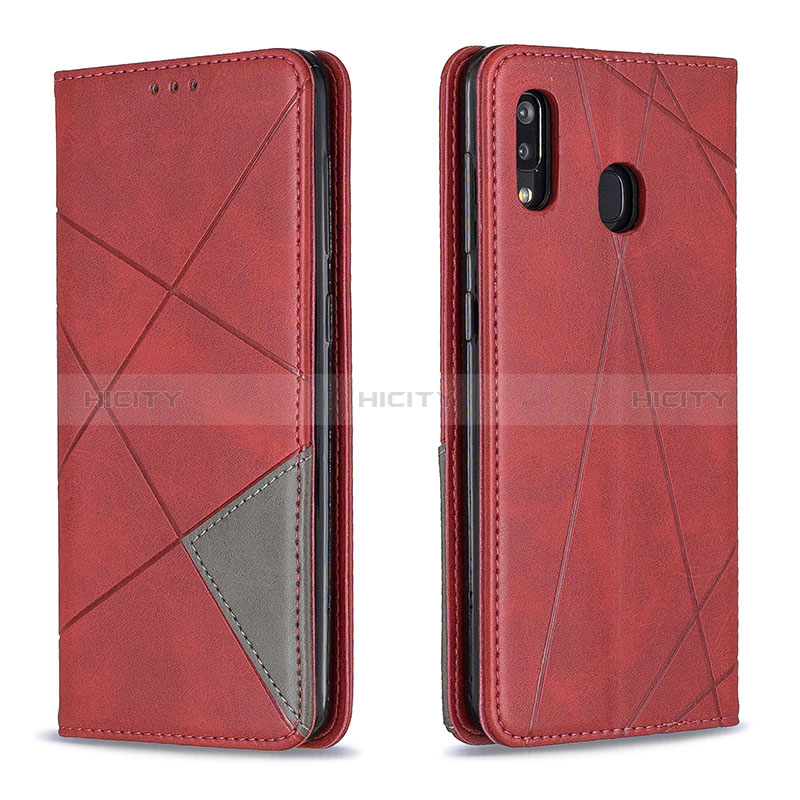 Coque Portefeuille Livre Cuir Etui Clapet B07F pour Samsung Galaxy A20 Rouge Plus