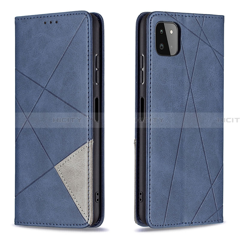 Coque Portefeuille Livre Cuir Etui Clapet B07F pour Samsung Galaxy A22 5G Bleu Plus