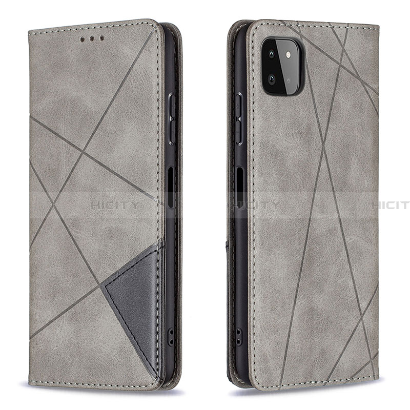 Coque Portefeuille Livre Cuir Etui Clapet B07F pour Samsung Galaxy A22 5G Gris Plus