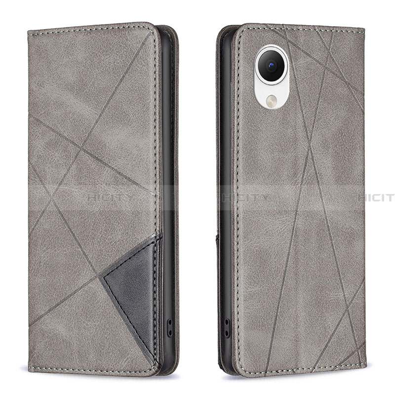 Coque Portefeuille Livre Cuir Etui Clapet B07F pour Samsung Galaxy A23 5G SC-56C Gris Plus