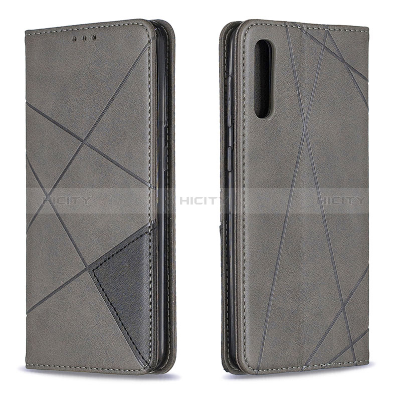 Coque Portefeuille Livre Cuir Etui Clapet B07F pour Samsung Galaxy A50 Gris Plus