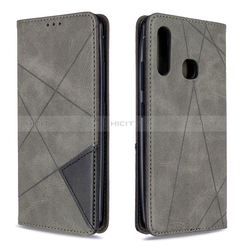 Coque Portefeuille Livre Cuir Etui Clapet B07F pour Samsung Galaxy A70E Gris Plus