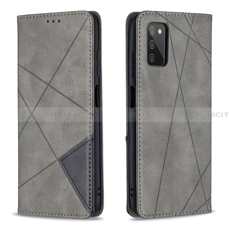 Coque Portefeuille Livre Cuir Etui Clapet B07F pour Samsung Galaxy F02S SM-E025F Gris Plus