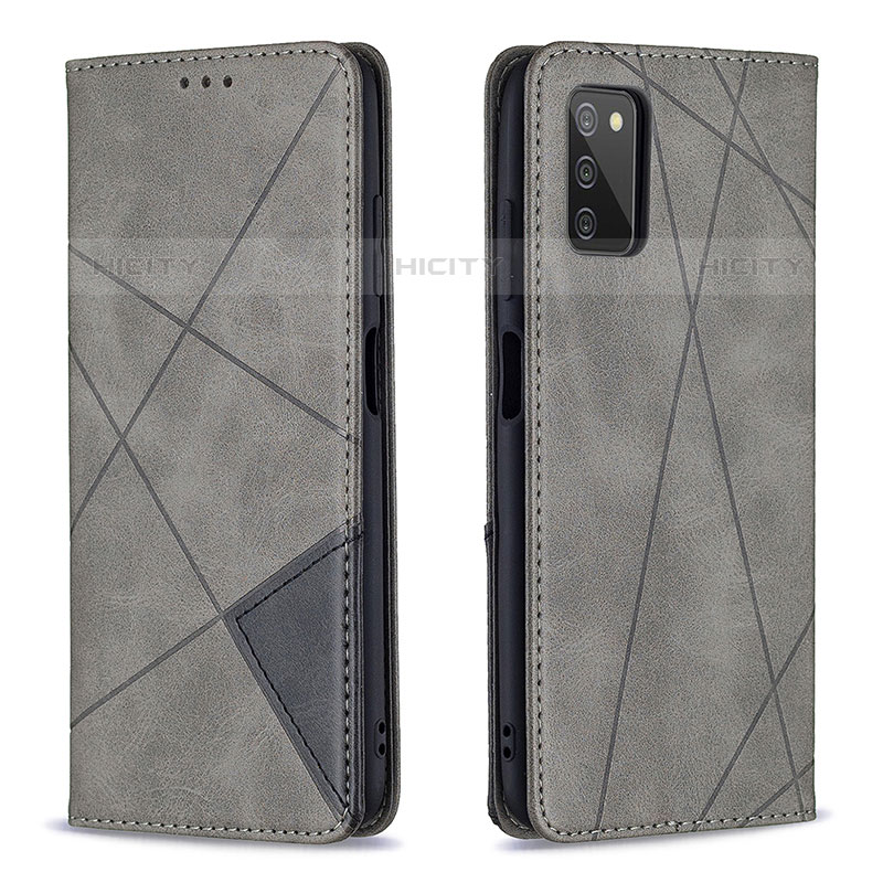 Coque Portefeuille Livre Cuir Etui Clapet B07F pour Samsung Galaxy M02s Gris Plus