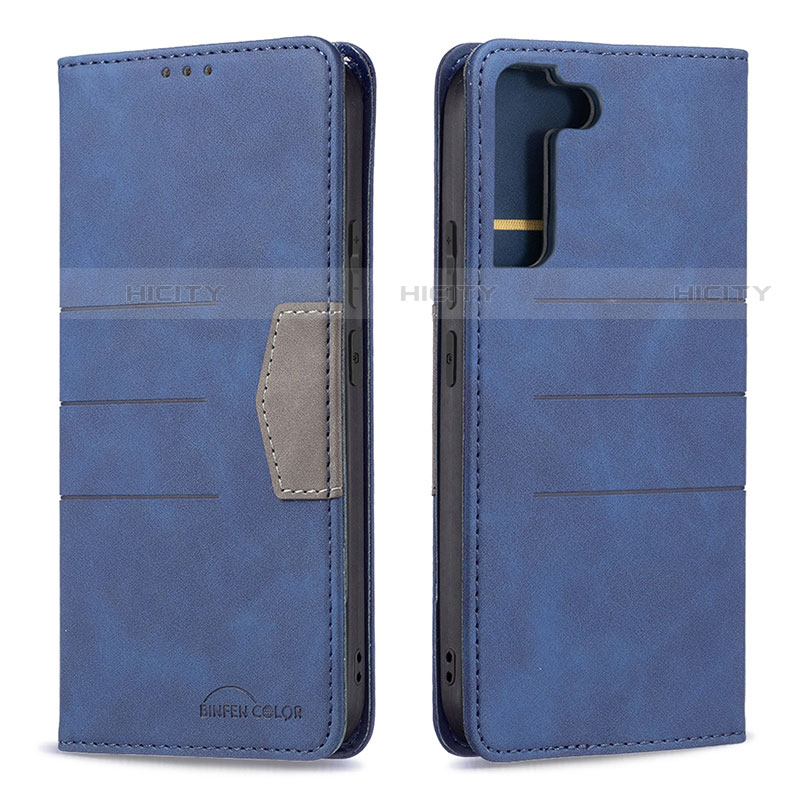 Coque Portefeuille Livre Cuir Etui Clapet B07F pour Samsung Galaxy S21 FE 5G Bleu Plus