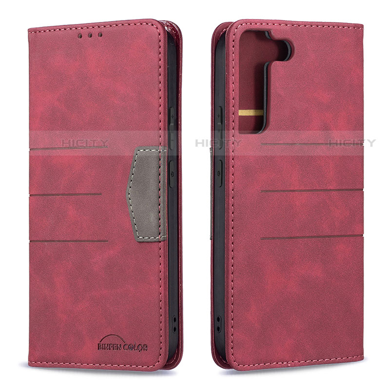 Coque Portefeuille Livre Cuir Etui Clapet B07F pour Samsung Galaxy S21 FE 5G Rouge Plus