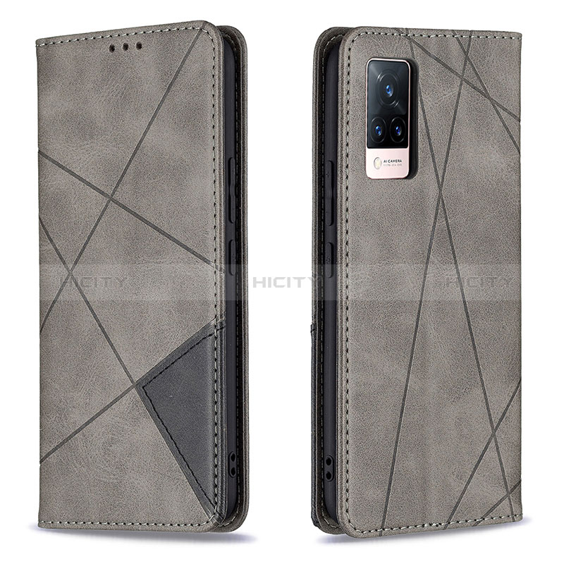 Coque Portefeuille Livre Cuir Etui Clapet B07F pour Vivo V21 5G Gris Plus