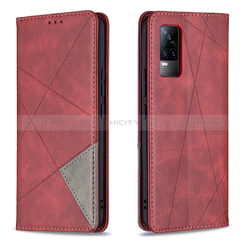 Coque Portefeuille Livre Cuir Etui Clapet B07F pour Vivo V21e 4G Rouge Plus