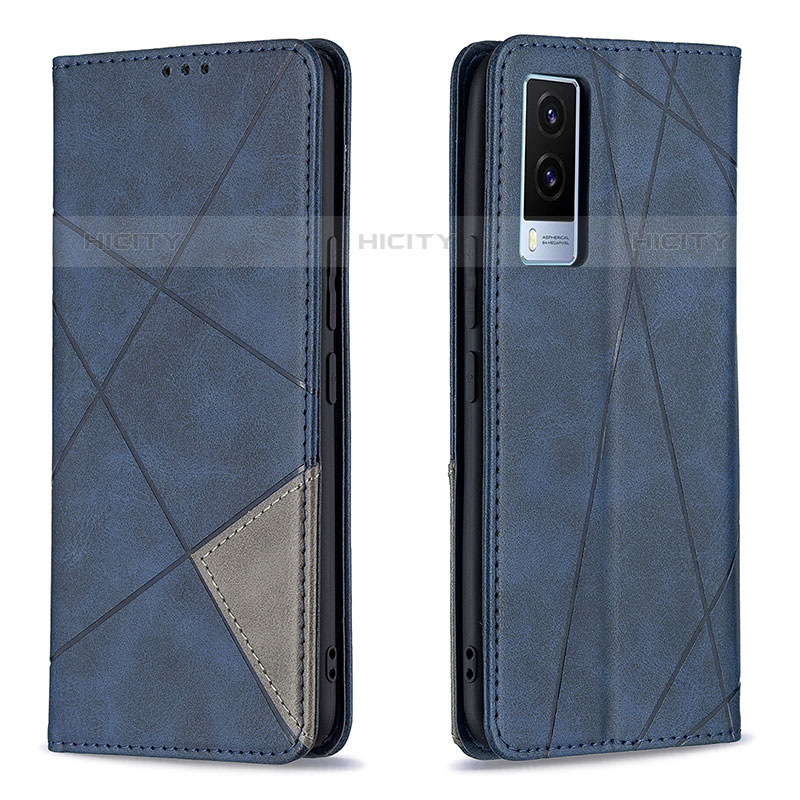 Coque Portefeuille Livre Cuir Etui Clapet B07F pour Vivo V21e 5G Bleu Plus