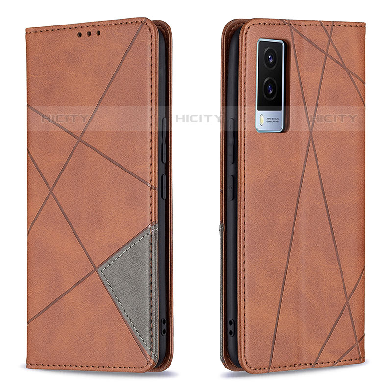 Coque Portefeuille Livre Cuir Etui Clapet B07F pour Vivo V21e 5G Marron Plus