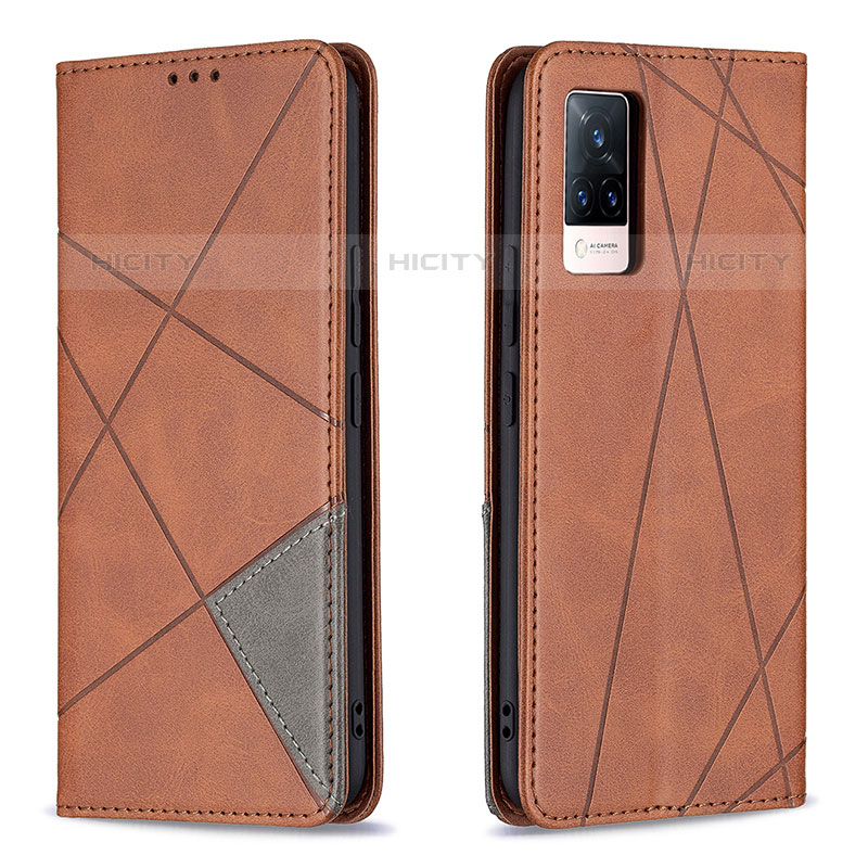 Coque Portefeuille Livre Cuir Etui Clapet B07F pour Vivo V21s 5G Marron Plus