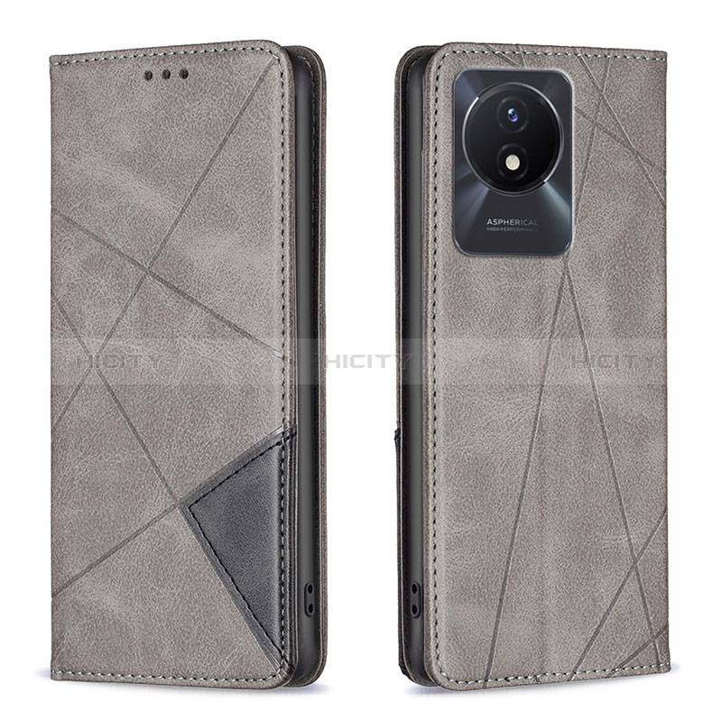 Coque Portefeuille Livre Cuir Etui Clapet B07F pour Vivo Y02 Gris Plus