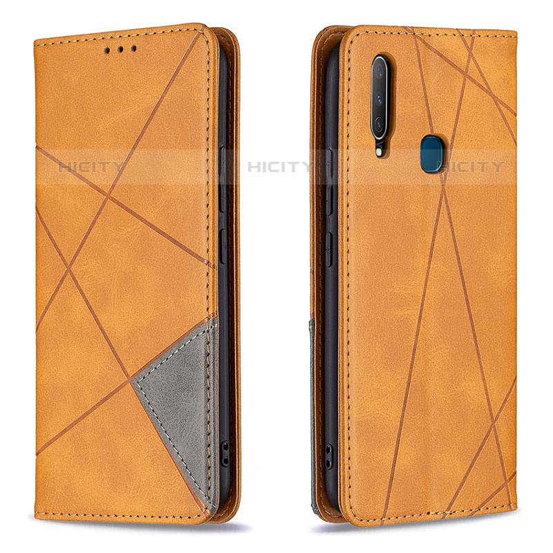 Coque Portefeuille Livre Cuir Etui Clapet B07F pour Vivo Y12 Brun Clair Plus