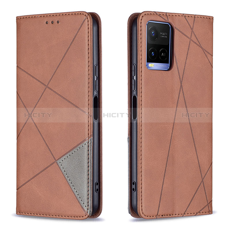 Coque Portefeuille Livre Cuir Etui Clapet B07F pour Vivo Y21G Marron Plus