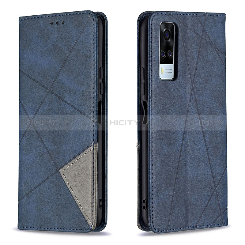 Coque Portefeuille Livre Cuir Etui Clapet B07F pour Vivo Y31 (2021) Bleu Plus