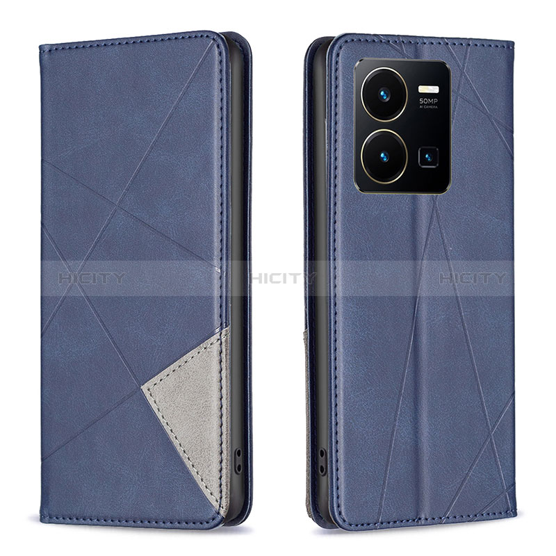 Coque Portefeuille Livre Cuir Etui Clapet B07F pour Vivo Y35 4G Bleu Plus