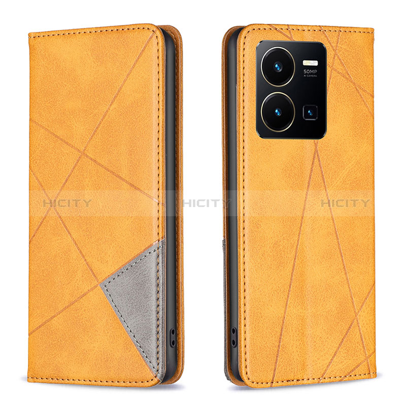 Coque Portefeuille Livre Cuir Etui Clapet B07F pour Vivo Y35 4G Brun Clair Plus