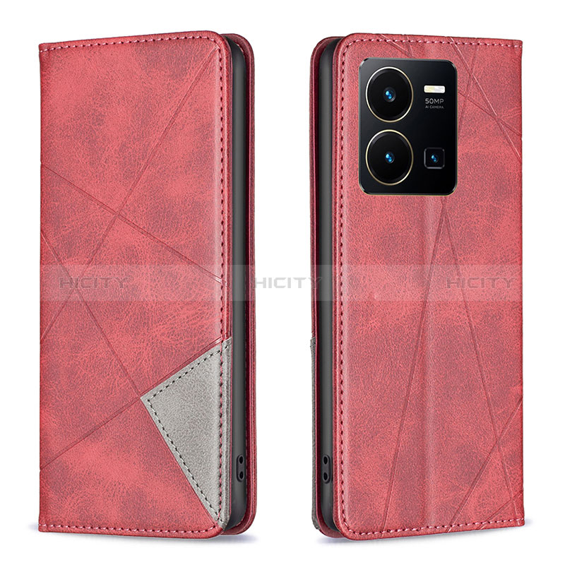 Coque Portefeuille Livre Cuir Etui Clapet B07F pour Vivo Y35 4G Rouge Plus