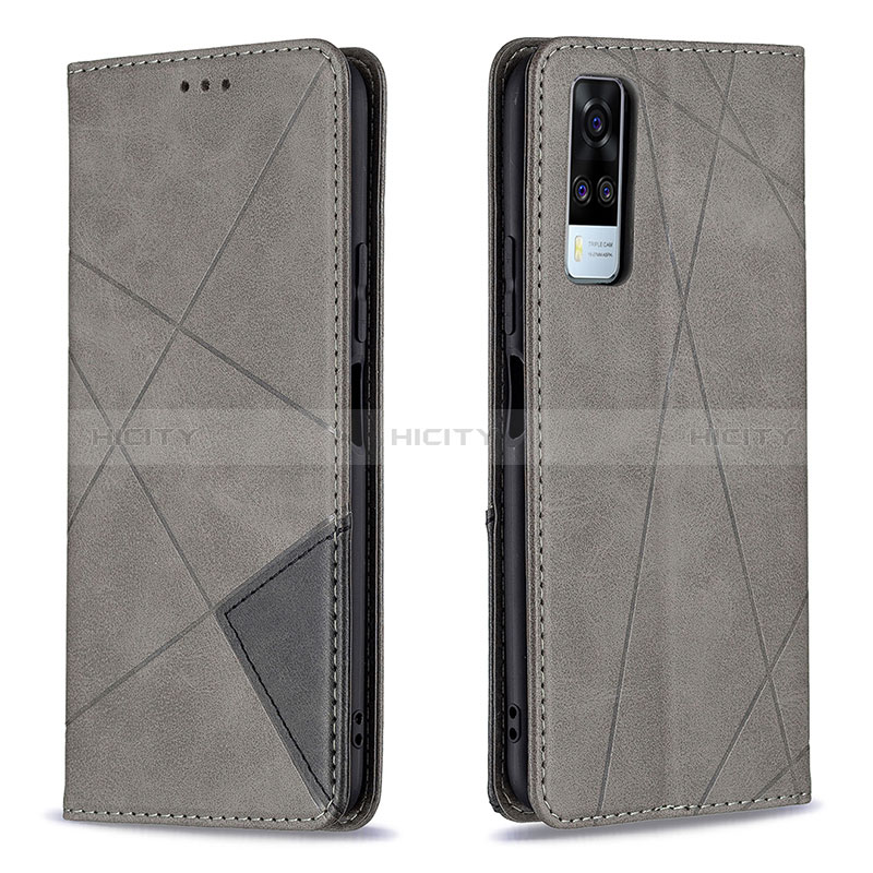 Coque Portefeuille Livre Cuir Etui Clapet B07F pour Vivo Y53s NFC Gris Plus