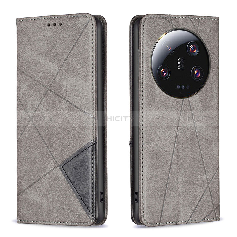 Coque Portefeuille Livre Cuir Etui Clapet B07F pour Xiaomi Mi 13 Ultra 5G Gris Plus