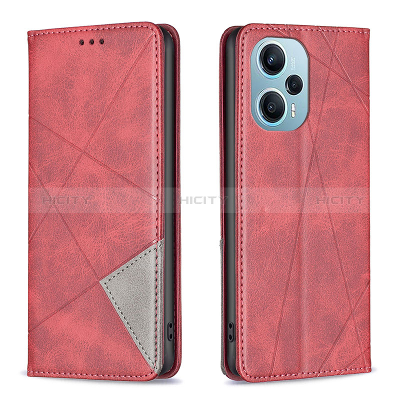 Coque Portefeuille Livre Cuir Etui Clapet B07F pour Xiaomi Poco F5 5G Rouge Plus