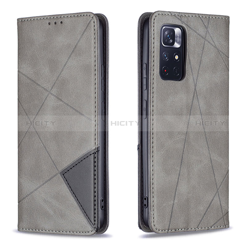 Coque Portefeuille Livre Cuir Etui Clapet B07F pour Xiaomi Poco M4 Pro 5G Gris Plus