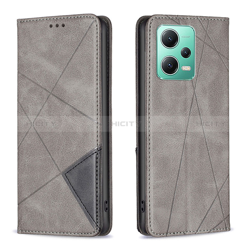 Coque Portefeuille Livre Cuir Etui Clapet B07F pour Xiaomi Poco X5 5G Gris Plus