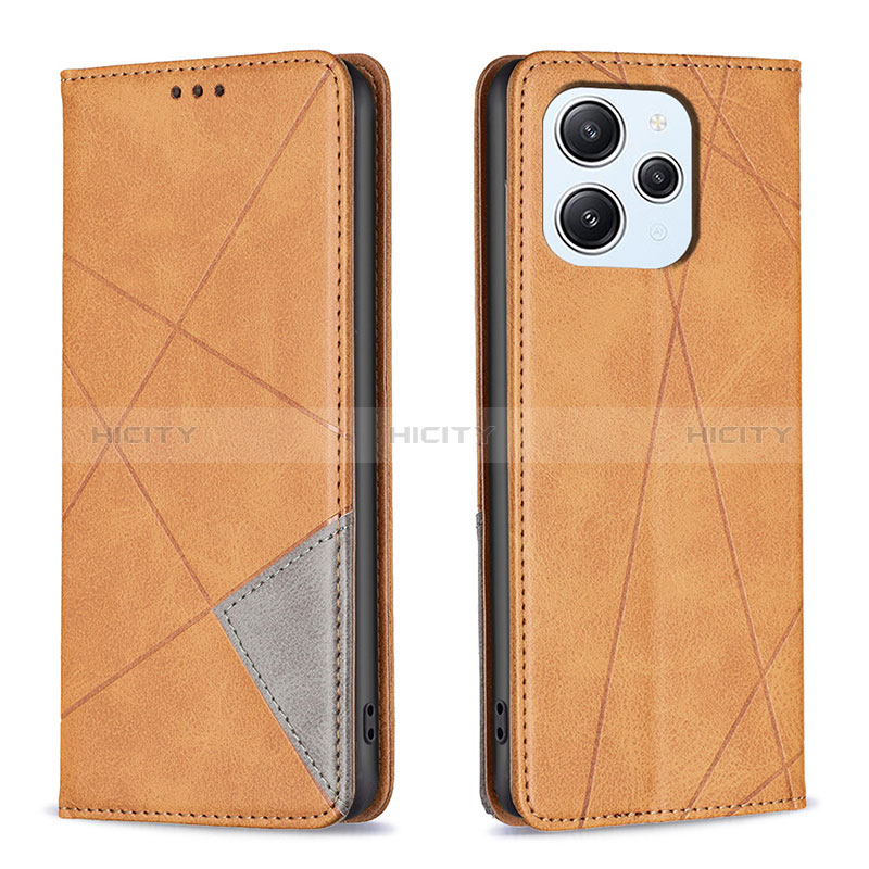 Coque Portefeuille Livre Cuir Etui Clapet B07F pour Xiaomi Redmi 12 4G Brun Clair Plus