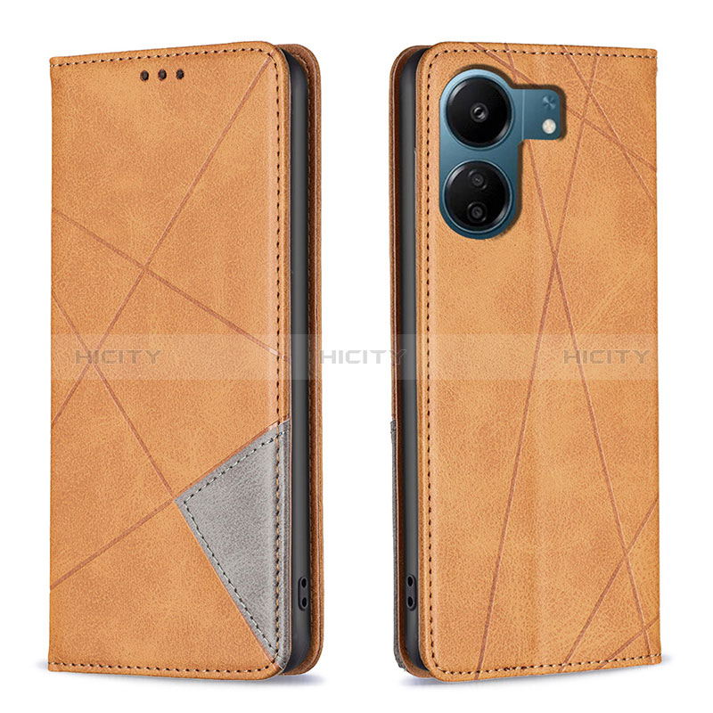 Coque Portefeuille Livre Cuir Etui Clapet B07F pour Xiaomi Redmi 13C Brun Clair Plus