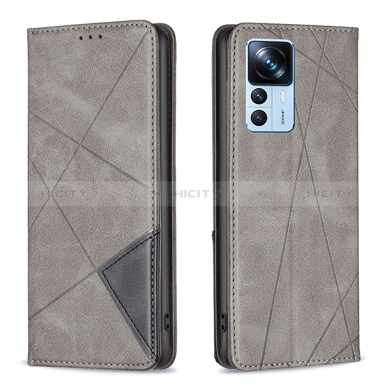 Coque Portefeuille Livre Cuir Etui Clapet B07F pour Xiaomi Redmi K50 Ultra 5G Gris Plus