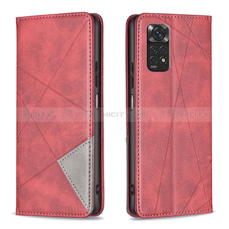 Coque Portefeuille Livre Cuir Etui Clapet B07F pour Xiaomi Redmi Note 11 4G (2022) Rouge Plus