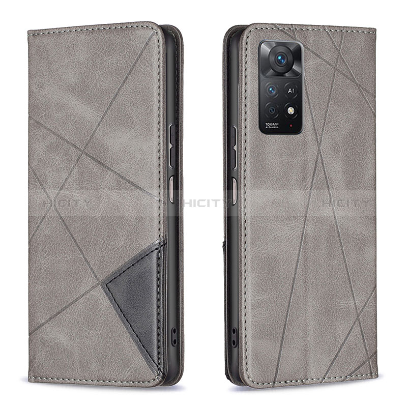 Coque Portefeuille Livre Cuir Etui Clapet B07F pour Xiaomi Redmi Note 11 Pro 4G Gris Plus