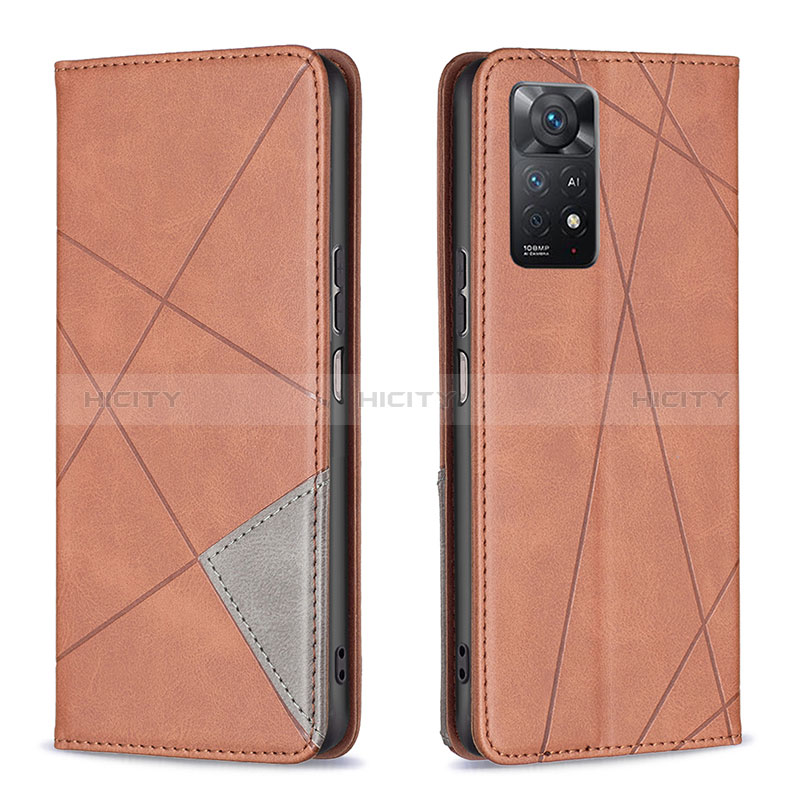 Coque Portefeuille Livre Cuir Etui Clapet B07F pour Xiaomi Redmi Note 11 Pro 4G Marron Plus