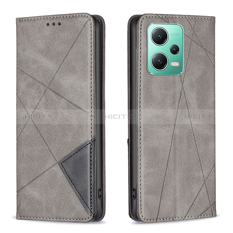 Coque Portefeuille Livre Cuir Etui Clapet B07F pour Xiaomi Redmi Note 12 5G Gris Plus