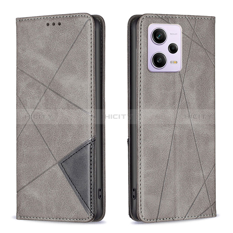 Coque Portefeuille Livre Cuir Etui Clapet B07F pour Xiaomi Redmi Note 12 Pro 5G Gris Plus