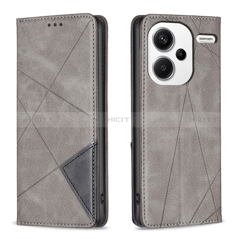 Coque Portefeuille Livre Cuir Etui Clapet B07F pour Xiaomi Redmi Note 13 Pro+ Plus 5G Gris Plus