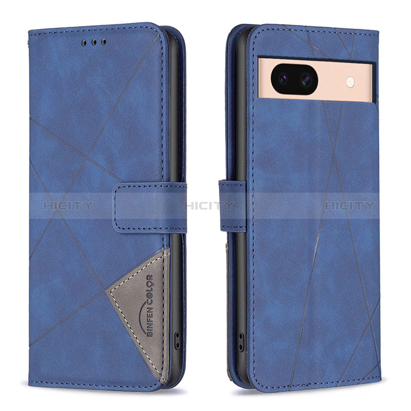 Coque Portefeuille Livre Cuir Etui Clapet B08F pour Google Pixel 8a 5G Bleu Plus