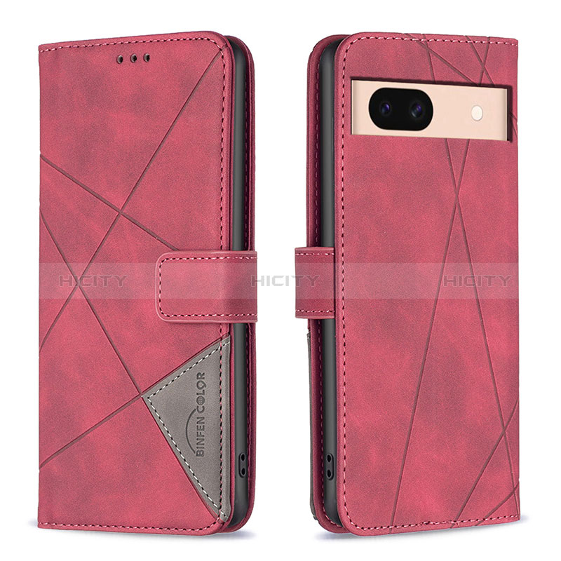 Coque Portefeuille Livre Cuir Etui Clapet B08F pour Google Pixel 8a 5G Rouge Plus