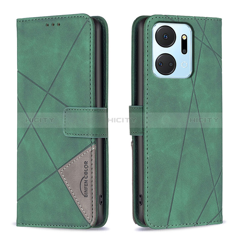 Coque Portefeuille Livre Cuir Etui Clapet B08F pour Huawei Honor X7a Vert Plus