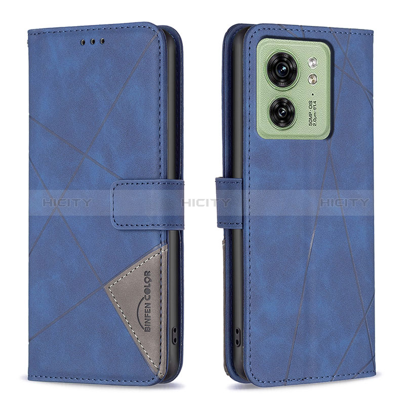 Coque Portefeuille Livre Cuir Etui Clapet B08F pour Motorola Moto Edge (2023) 5G Bleu Plus