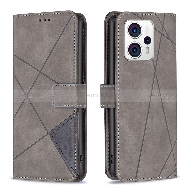 Coque Portefeuille Livre Cuir Etui Clapet B08F pour Motorola Moto G23 Gris Plus