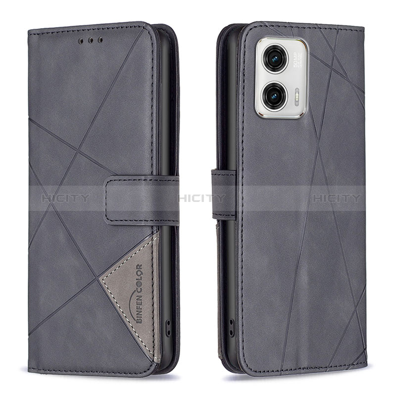 Coque Portefeuille Livre Cuir Etui Clapet B08F pour Motorola Moto G73 5G Noir Plus